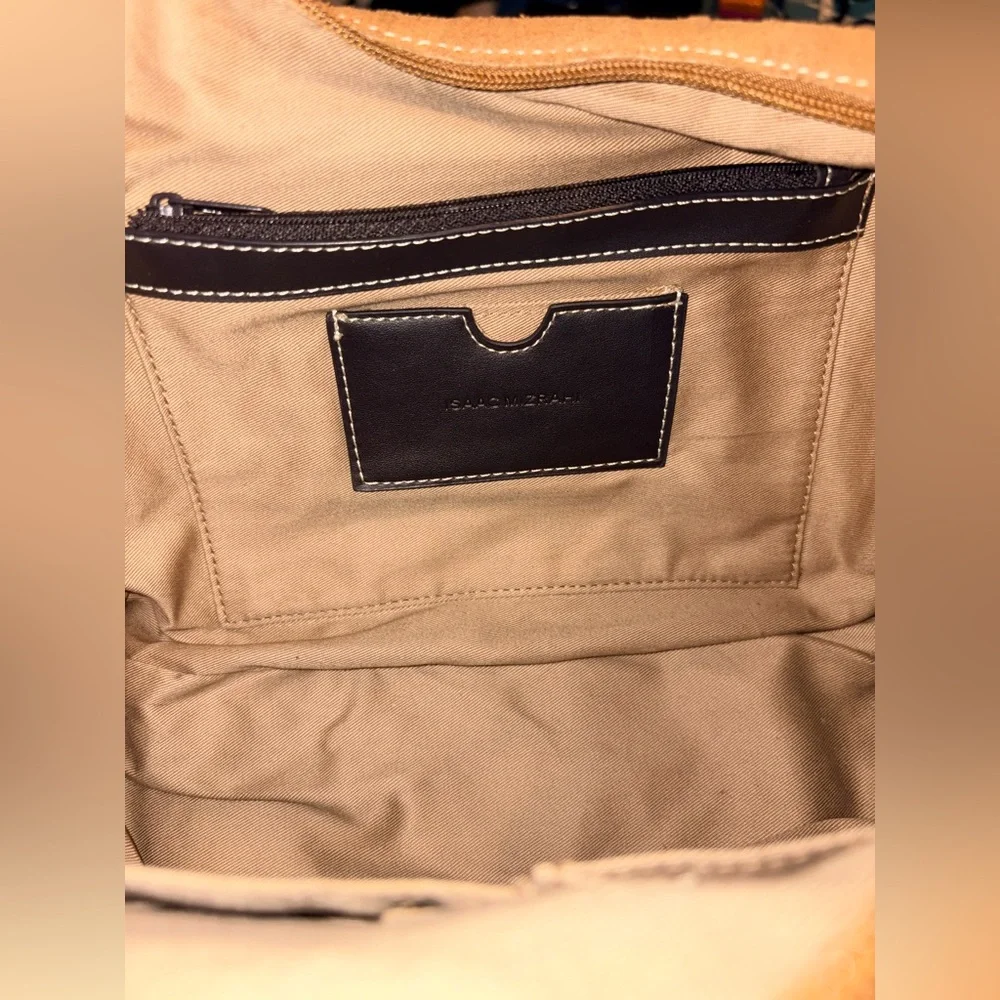 Isaac Mizrahi Brown Suede Logo Hobo Shoulder Bag Y2K